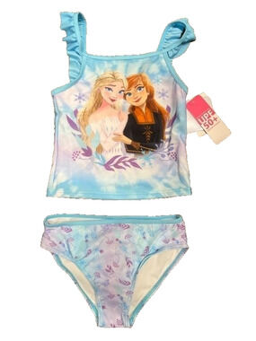 Disney Frozen 2 Swimsuit Tankini Bikini Girls Size 6 Elsa Blue Purple Princess